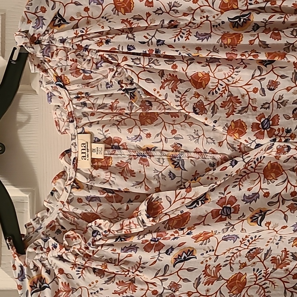 A.N.A. WOMEN'S RED & WHITE FLORAL PLUS SIZE PEASANT TOP SIZE 0X WOMAN - Picture 3 of 16